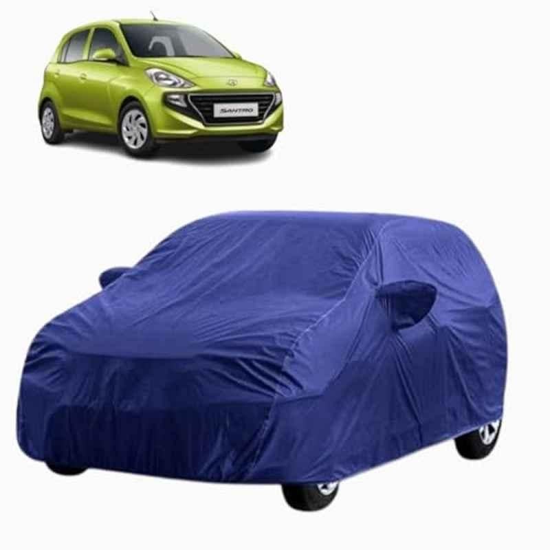 Aarex Auto Polyester Blue 100% Waterproof Car Body Cover with Mirror Pocket for Hyundai Santro (2015-2026) Model, ST-Blue