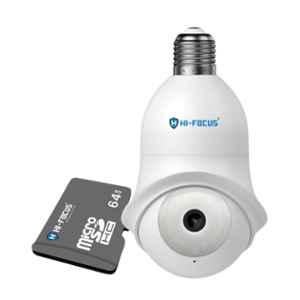 HI Focus 3MP HD Outdoor Pan & Tilt Bulb Smart Wi-Fi Camera with Dual Light, 2 Way Audio, IP65 & 64GB Micro SD Card