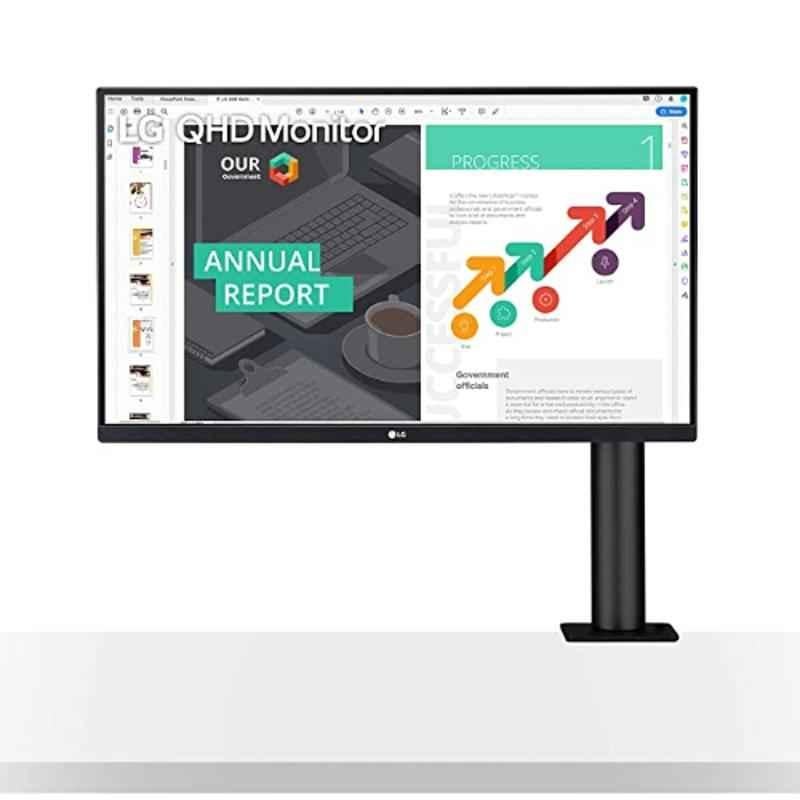 LG 27QN880 27 inch (2560x1440p) QHD Ergo IPS Monitor with HDR 10 Compatibility & USB Type-C Connectivity, Black