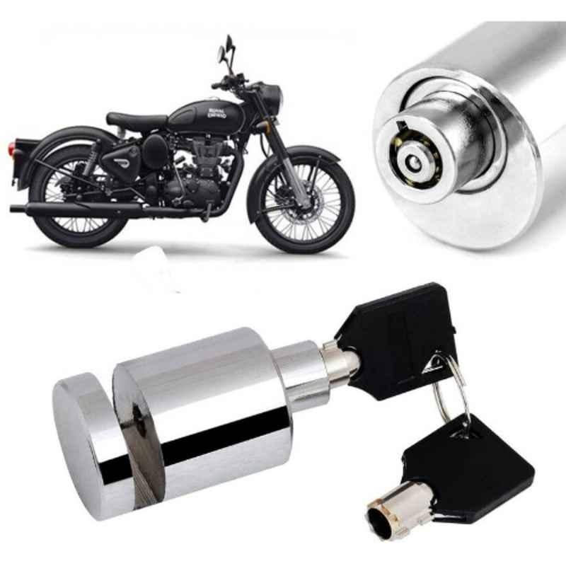Auto Pearl Stainless Steel Silver Heavy Duty Anti Theft Motorcycle Disc Brake Lock, Lock-378