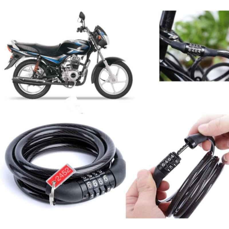 Auto Pearl PVC & Plastic Black 4 Digit Combination Cable Lock, 796