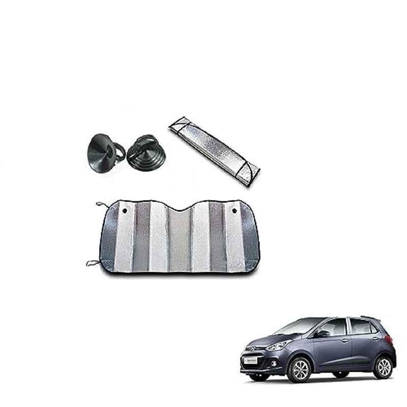 Kozdiko Aluminium Foil UV Protection Silver Windshield Sun Shade for Hyundai Grand I10