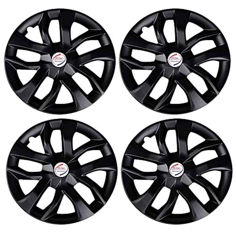 Auto Pearl 4 Pcs 13 inch Black Universal Press Fitting Wheel Cover Set