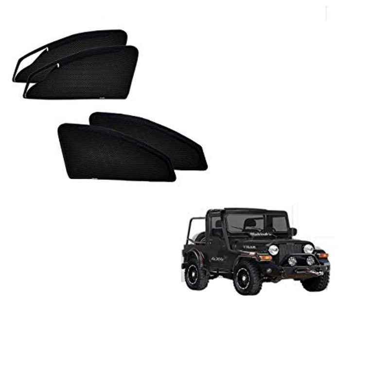 Kozdiko 4 Pcs Polyester Magnetic Zipper Car Sunshade Curtain Set for Mahindra Thar