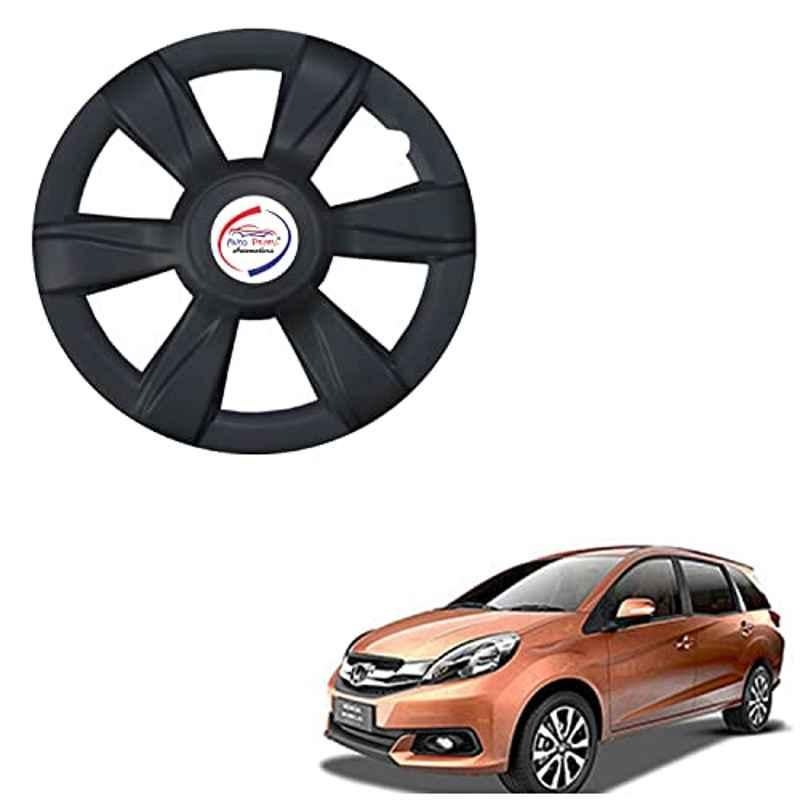 Auto Pearl 4 Pcs 15 inch ABS Xylo Black Hubcap Wheel Cover Set with Retention Ring for Honda Mobilio