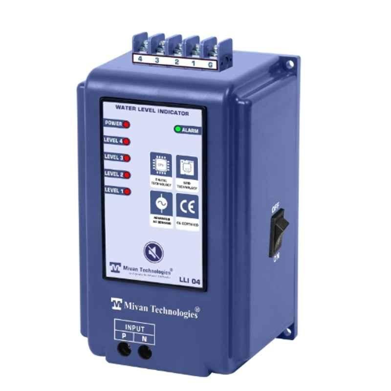 Mivan Technologies LLI 4 220-270VAC Single Phase Water Level Indicator with 5 Sensors Indicate 4 Different Level of Tank & Buzzer