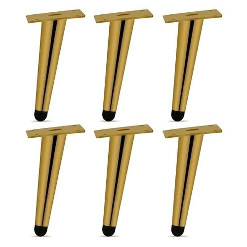 Plantex 6 inch Stainless Steel Gold Sofa Legs with Rubber Grip (Pack of 6)