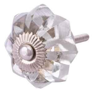 Atom 1.25 Inch Clear Crystal Glass Melon Marigold Flower Cabinet Door knob