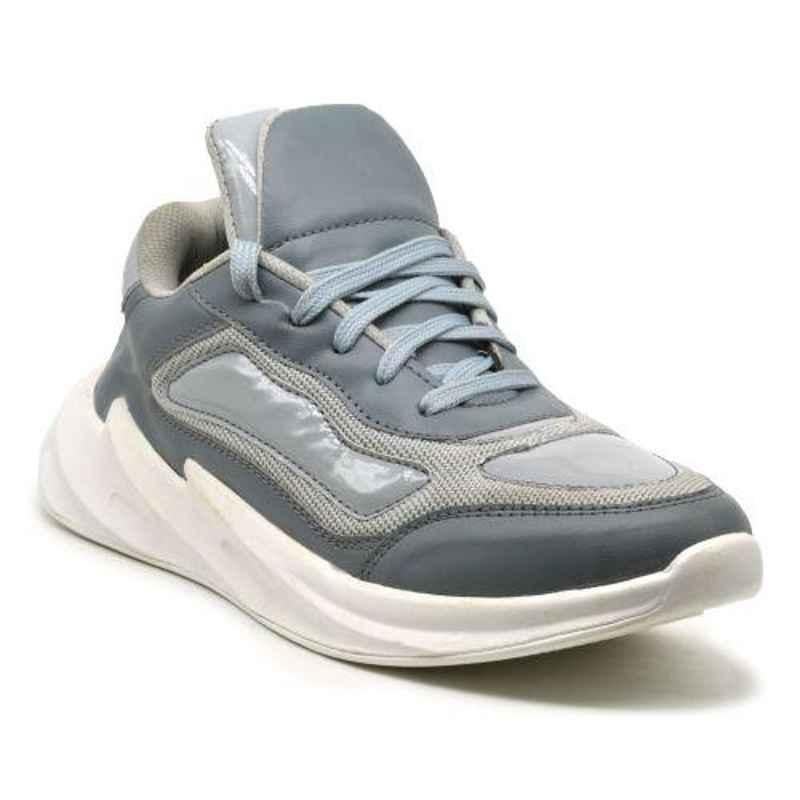 Wonker SR-6380 Synthetic Leather Steel Toe Grey Safety Shoes, Size: 9