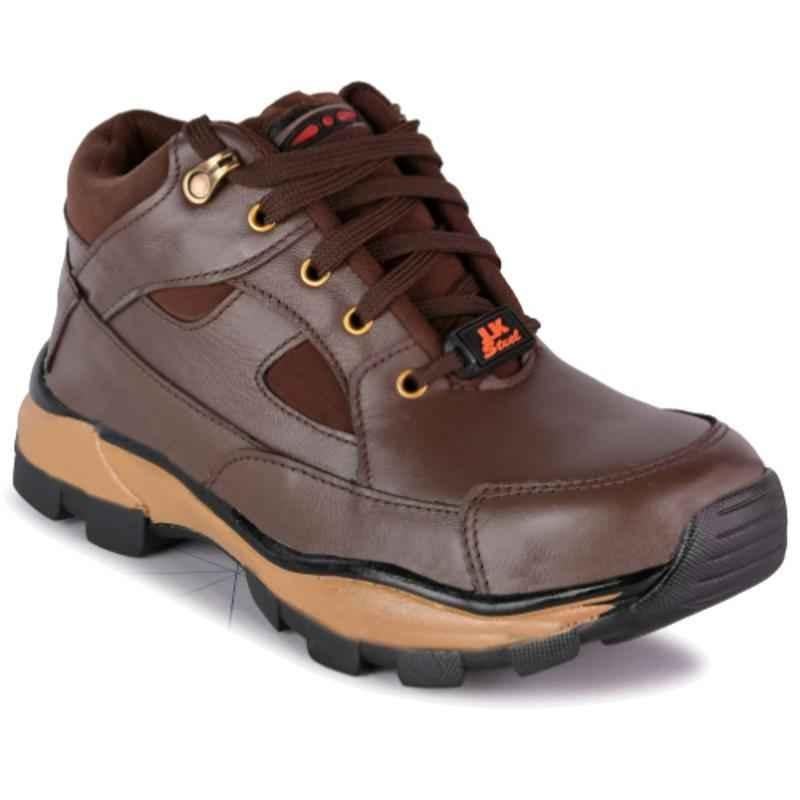 JK Steel JKPSF141BRN Leather Steel Toe Brown Work Safety Shoes, Size: 8