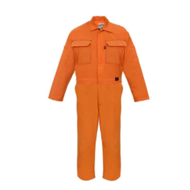 Karam PWIFR12021R(L) 150 GSM Orange IFR Velcro Coverall with Collar, Size: L