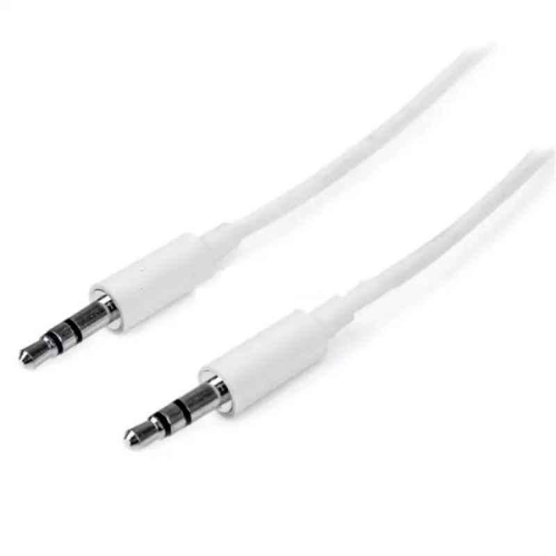 Oscar White 3.5mm Male to Male Flat Car Stereo Aux Cable