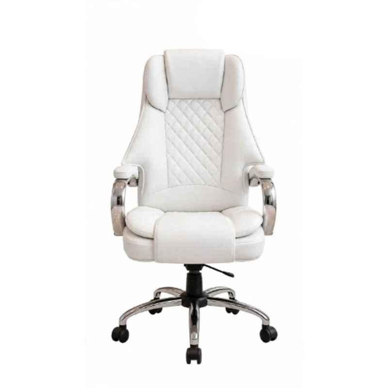 ZRF Leatherette White High Back Armrest Ergonomic Office Chair, ZRFA0531