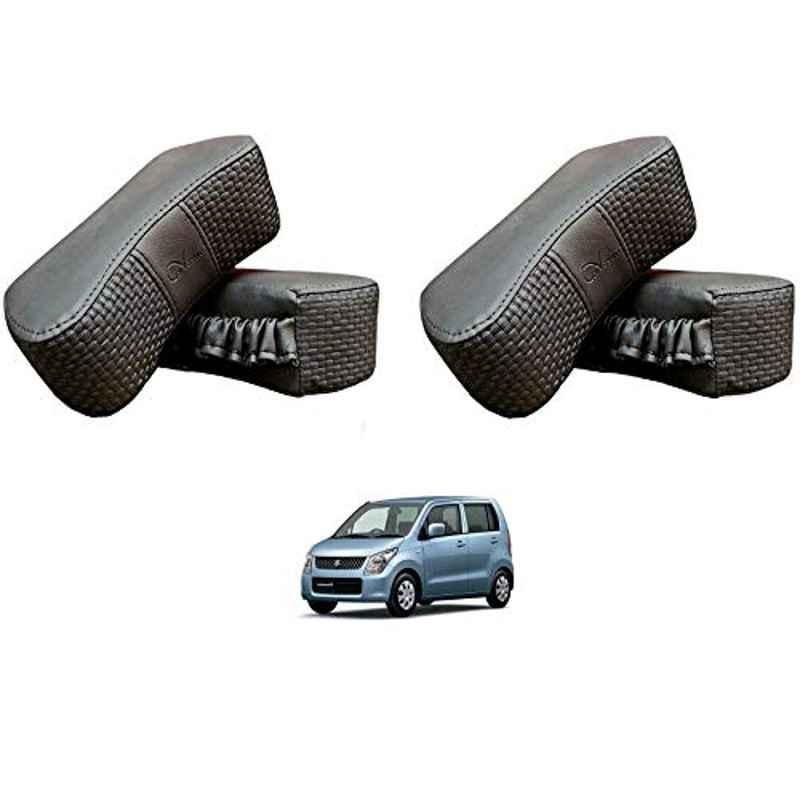 Kozdiko 4 Pcs CV Designer Grey Leatherite Neck Rest Car Cushion Pillow Set for Maruti Suzuki WagonR Type-2 2010-Present