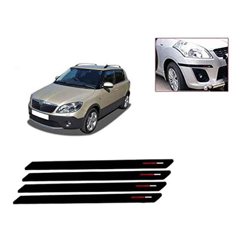 Kozdiko 4 Pcs Black & Red Bumper Protector Set for Skoda Faiba