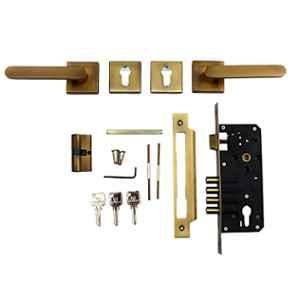 Saze ‎45x85mm Stainless Steel ‎Antique Finish Mortise Door Lock Handle Set with 4 Latches & Pull Handles, MG304