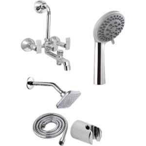 IRIS Passion 3 Pcs Brass Chrome Finish 3 in 1 Wall Mixer, Head Shower & Hand Shower Set, IRIS-3