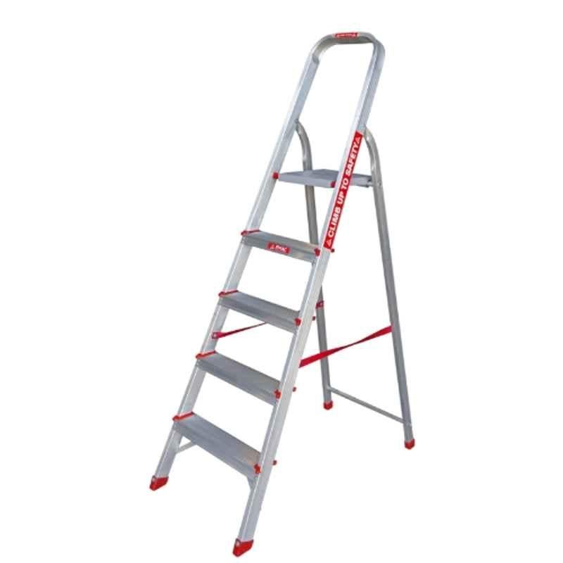 EMAC 5 Step Aluminium Silver Anti Slip Folding ECL Ladder with Platform, ECL-5-Step