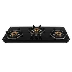 Sigri-Wala Titan 3 Burner Table Top Toughened Glass Black Manual Hobtop