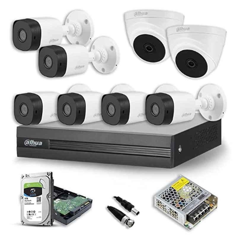 Dahua 2 Pcs 2MP Dome CCTV Security Camera, 6 Pcs 2MP Bullet Camera, 8 Channel XVR, Power Adaptor & 1TB Surveillance Hard Disc Kit