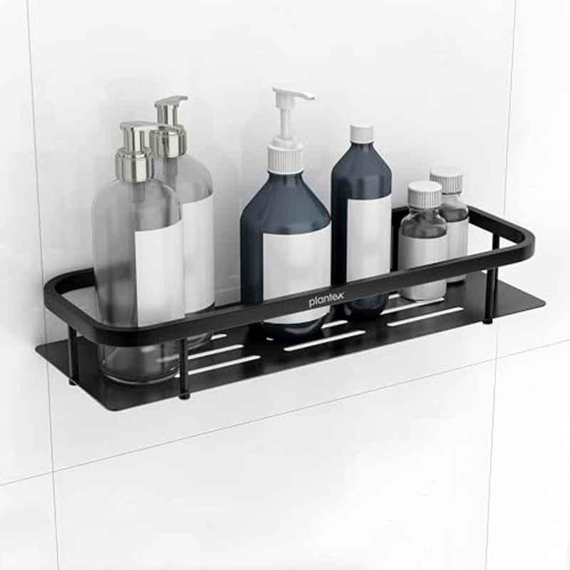 Plantex 15x5 inch Stainless Steel Black Powder Coated Finish Bathroom Shelf