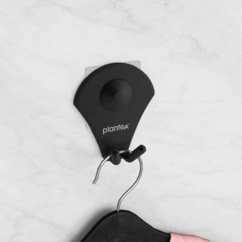 Plantex Royal Stainless Steel Robe Hook for Bathroom/Cloth-Towel Hanger/Napkin Hanger/Bathroom Accessories Black, Powder Coated
