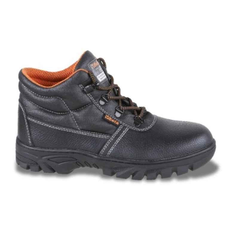 Beta Basic 7243CR Leather Steel Toe Black Safety Shoes, 072430744, Size: 10