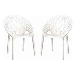 Nilkamal Crystal Plastic White Outdoor Chair, (Pack of 2)