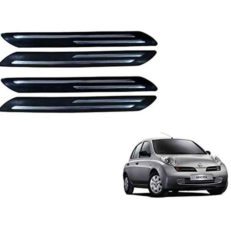 Kozdiko 4 Pcs Double Chrome Bumper Protector Black Set for Nissan Micra