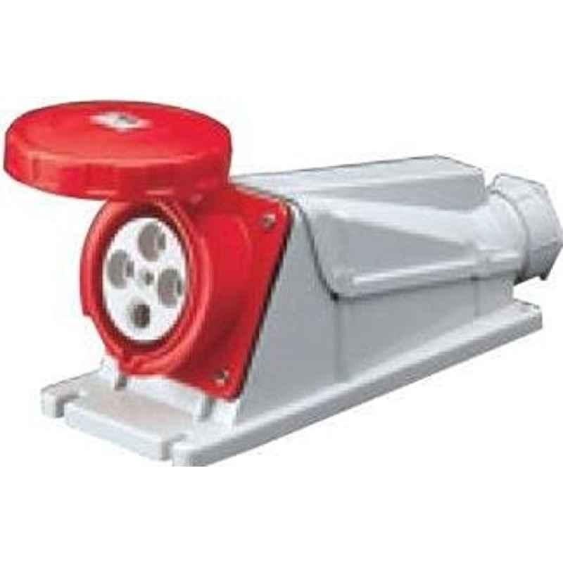 Gewiss 125A 415V 3P+N+E IP67 Red 90 deg Angled Surface Wall Mounting Socket, GW62535