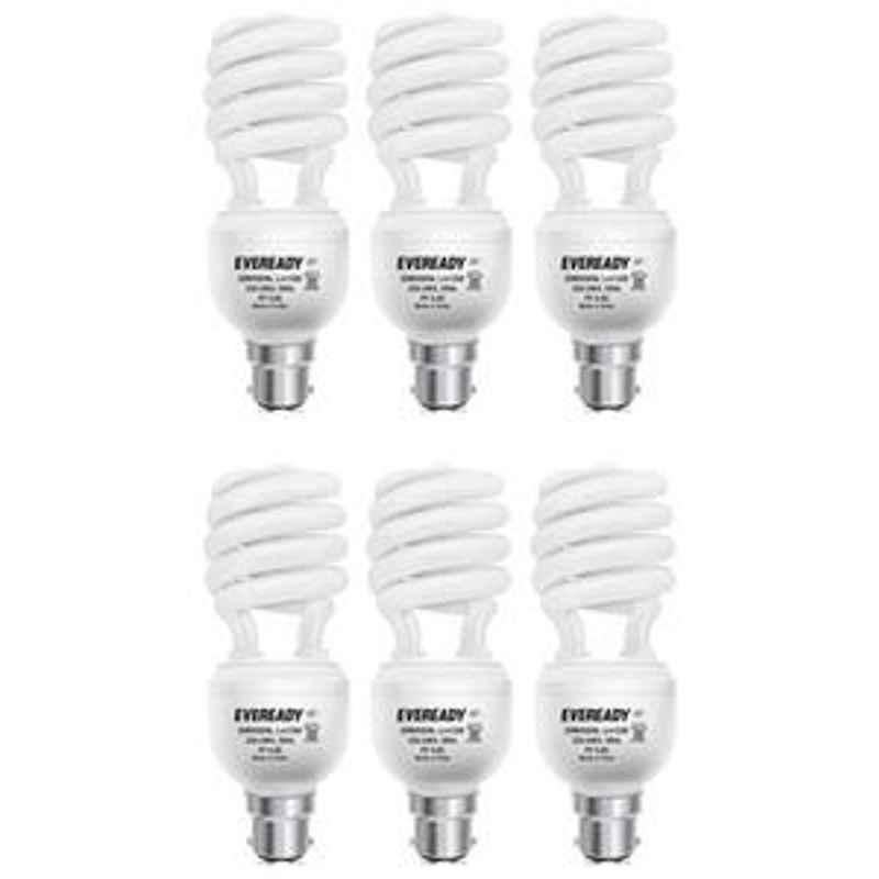 Eveready 20W Spiral 6Pcs HPF White CFL Bulb