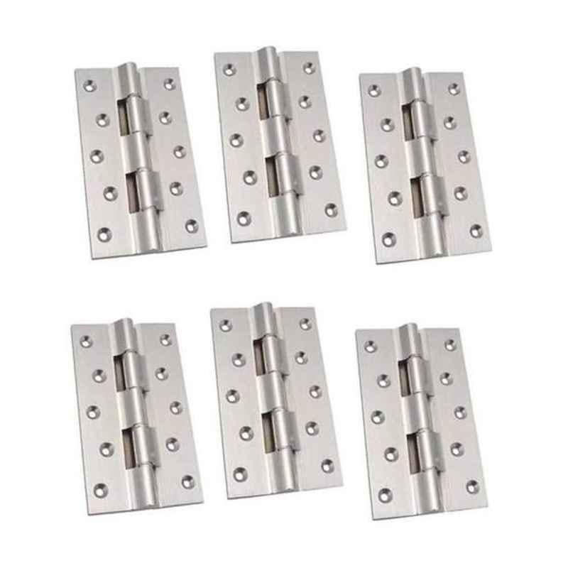 Smart Shophar 4x1x2 inch Brass Nickel Silver Railway Hinge, SHA10HG-RAIL-NS4X1X2-P6 (Pack of 6)