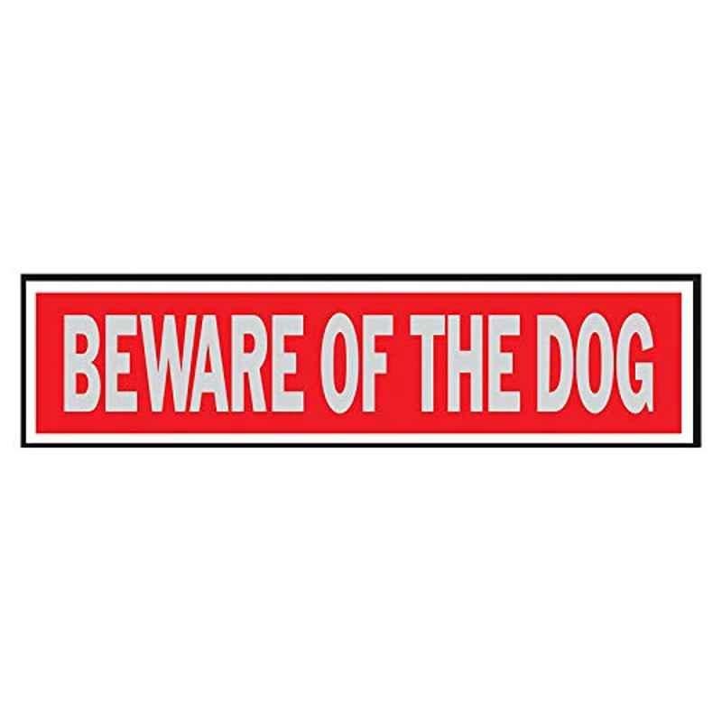 HY-KO 2x8 inch Aluminum Red & Grey Beware Of Dog Sign