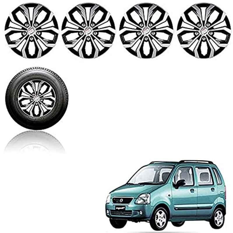 Auto Pearl 4 Pcs 13 inch ABS Silver & Black Wheel Cover Set for Maruti Suzuki WagonR