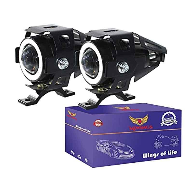 Miwings U7 Cree LED Off Road Driving Fog Lights Super Bright Hi/Lo Flashing Flood Beam & Blue Angel Eyes