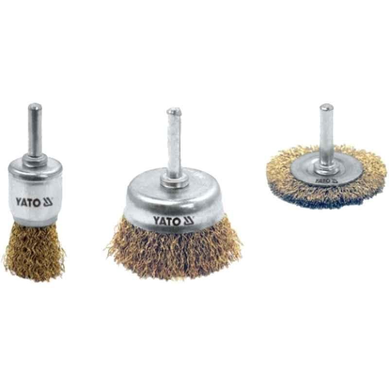 Yato 3 Pcs 20, 50 & 50mm Cup Brush Set with Shaft, YT-4755