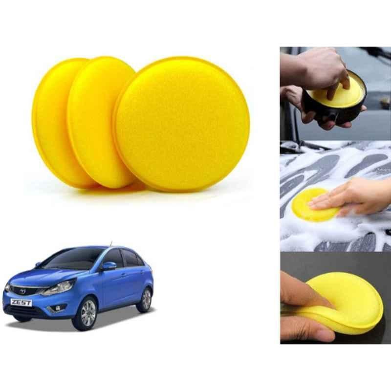 Auto Pearl Polyurethane Beige Washing & Waxing Polish Foam Sponge for Zest (Pack of 3)
