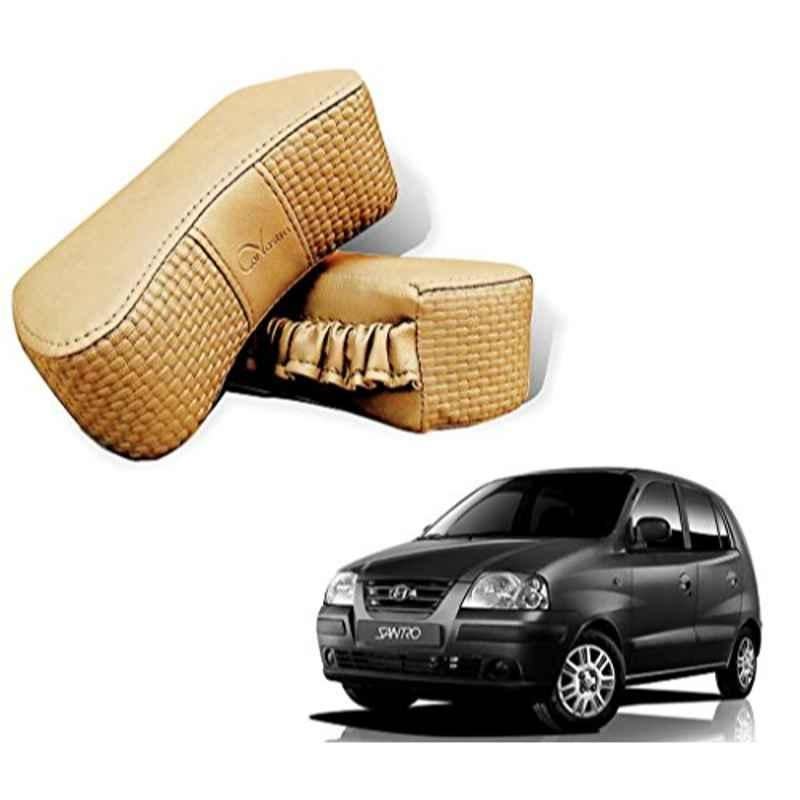 Kozdiko 2 Pcs Memory Foam Beige Neck Rest Cushion Pillow Set for Hyundai Santro, Koz-5104