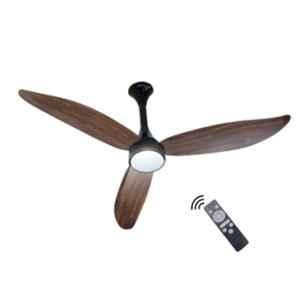 Xuga Ziora F9P 34W 370rpm Copper Motor Wooden BLDC 3 Blade Ceiling Fan with Remote Control, LED Light & 5 Years Warranty, Sweep: 1200mm