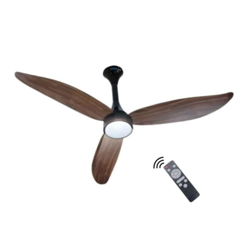 Xuga Ziora F9P 34W 370rpm Copper Motor Wooden BLDC 3 Blade Ceiling Fan with Remote Control, LED Light & 5 Years Warranty, Sweep: 1200mm