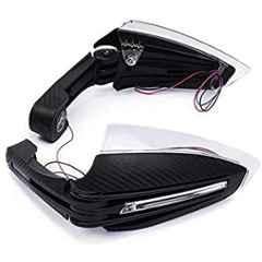 AOW Motorcycle Handguards with Led Light for 7/8 inch Grips - 300 * 140 * 110mm (Black) Folding Type Universal for All Bikes Q-06