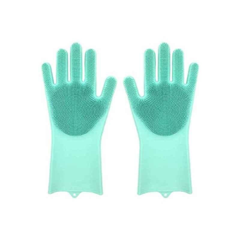 Wingenes Green Silicone Dish Washing Rubber Gloves, KE-SP-DO-24828