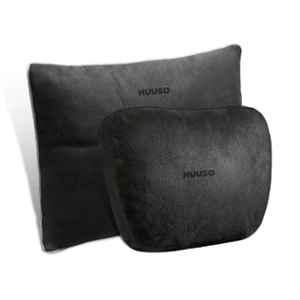Huuso 2 Pcs Suede Velvet Black Super Soft Car Headrest & Pillow Lumbar Support Combo for Toyota Innova Hycross 2022