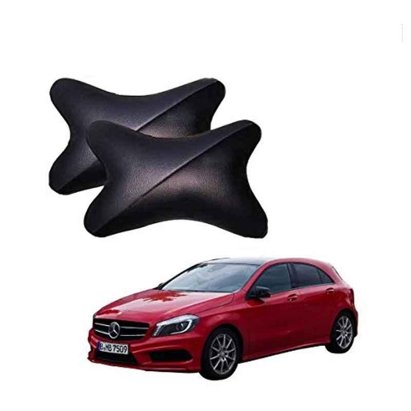 Kozdiko 2 Pcs Memory Foam Grey & Black Car Neck Rest Cushion Pillow Set for Mercedes Benz A-Class