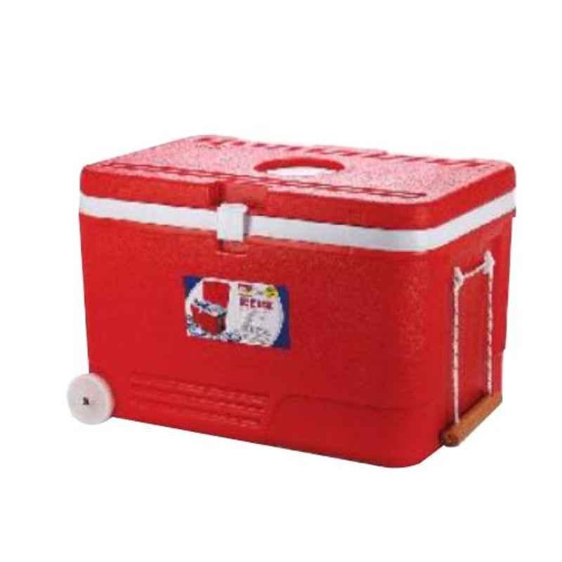 Aristo 110L Red Plastic PUF Insulated Ice Box with Wheel