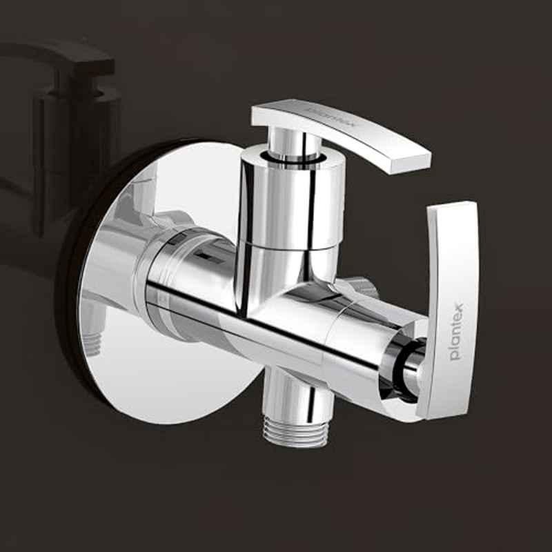Plantex Pure Brass Chrome Finish 2 in 1 Angle Valve with Teflon Tape/Angle Cocke for Bathroom, COL-1008