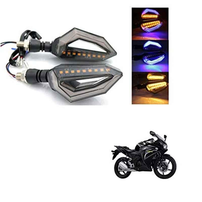Kozdiko 4 Pcs Bike D Shaped 9 LED Front & Rear Side Turn Signal Indicator Light Set for Honda CBR 150R