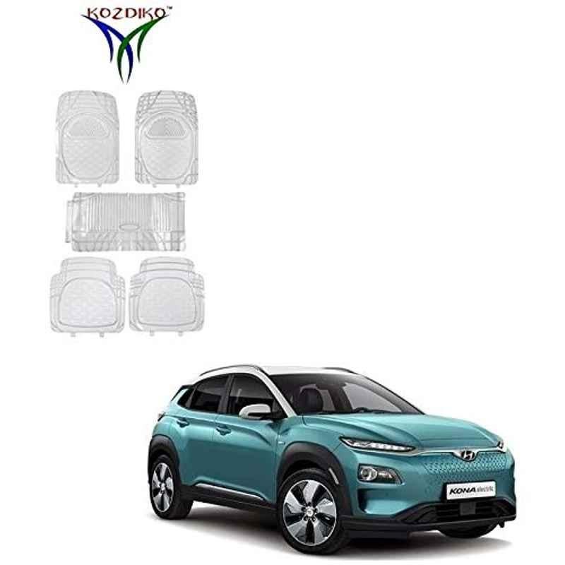 Kozdiko 5 Pcs 6205 Rubber & PVC Clear Car Foot Mat Set for Hyundai Kona