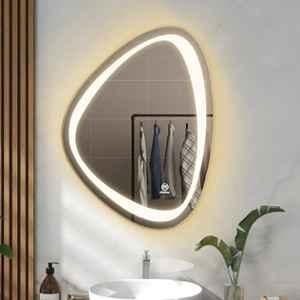 Plantex Frameless LED Bathroom Mirror with 3 Tone/Designer Mirror for Living Room/Bedroom/Dressing Room Triangle Shape HM-001, 18x24 inch
