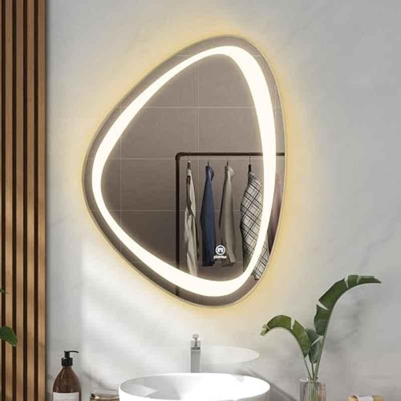 Plantex Frameless LED Bathroom Mirror with 3 Tone/Designer Mirror for Living Room/Bedroom/Dressing Room Triangle Shape HM-001, 18x24 inch